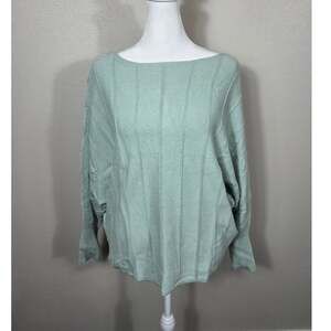 Magaschoni Woman's Dolman 3/4 Sleeve Sweater Sage Green Size 1X